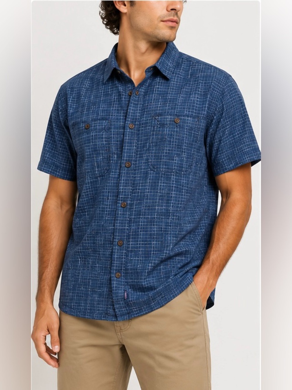 Patagonia Blue Plaid Short Sleeve Button Down Shirt Size XL